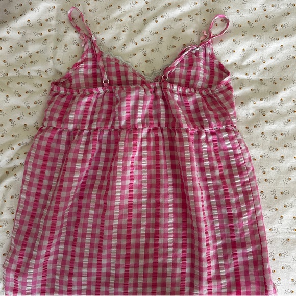 Coquette y2k gingham babydoll tank top with bows - Picture 3 of 4